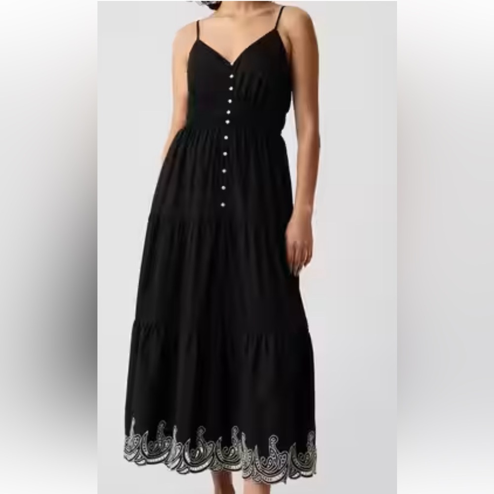 GAP Black Maxi Dress with White Embroidery